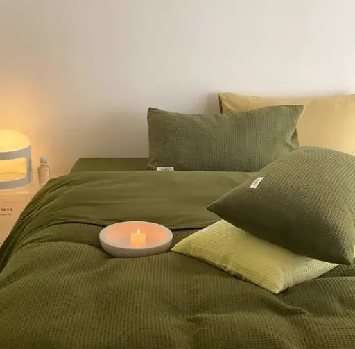 [NL 100075] NL 100075 Four Piece Waffle Bedding Set
